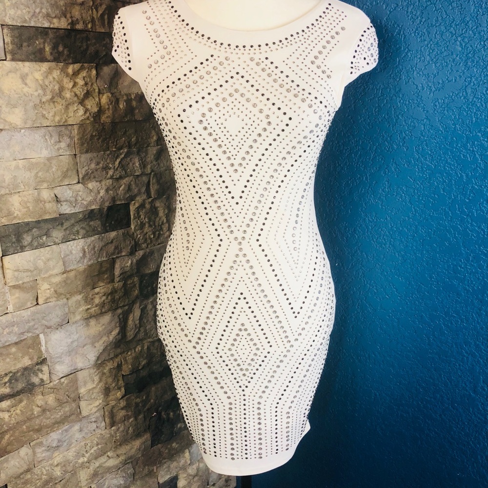 Arden B rhinestone bling white dress XS-Small
